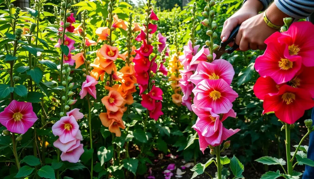 hollyhocks cutting back