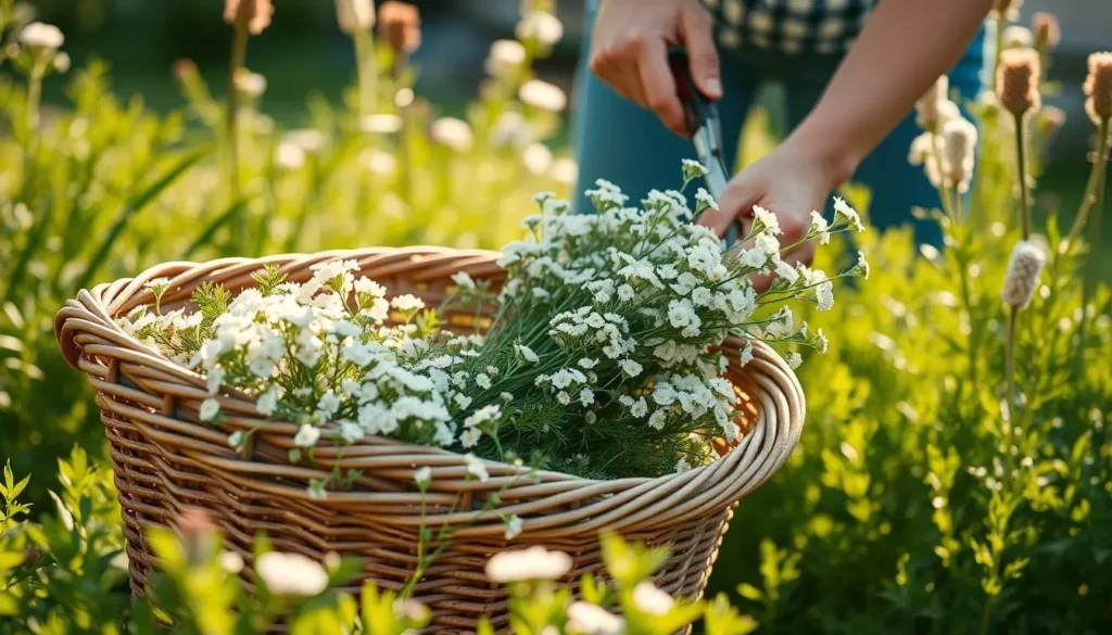 Harvesting common yarrow