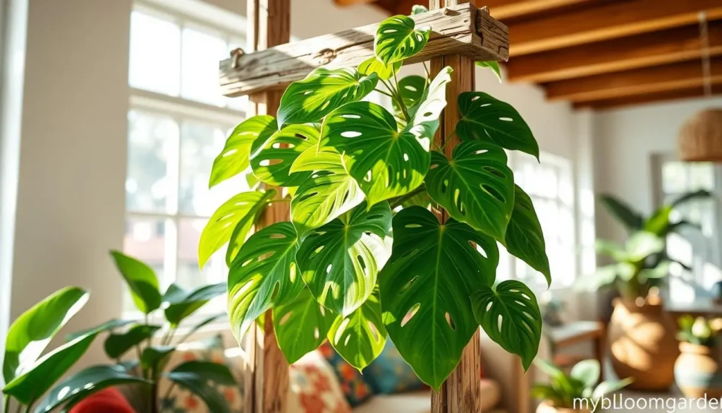 mini monstera climbing