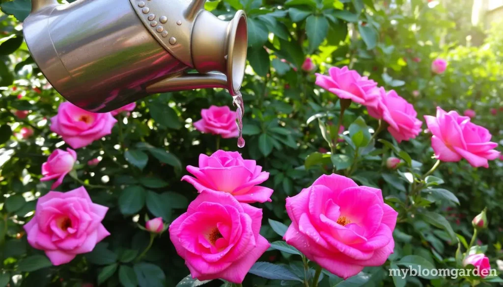 Belinda Dream rose watering