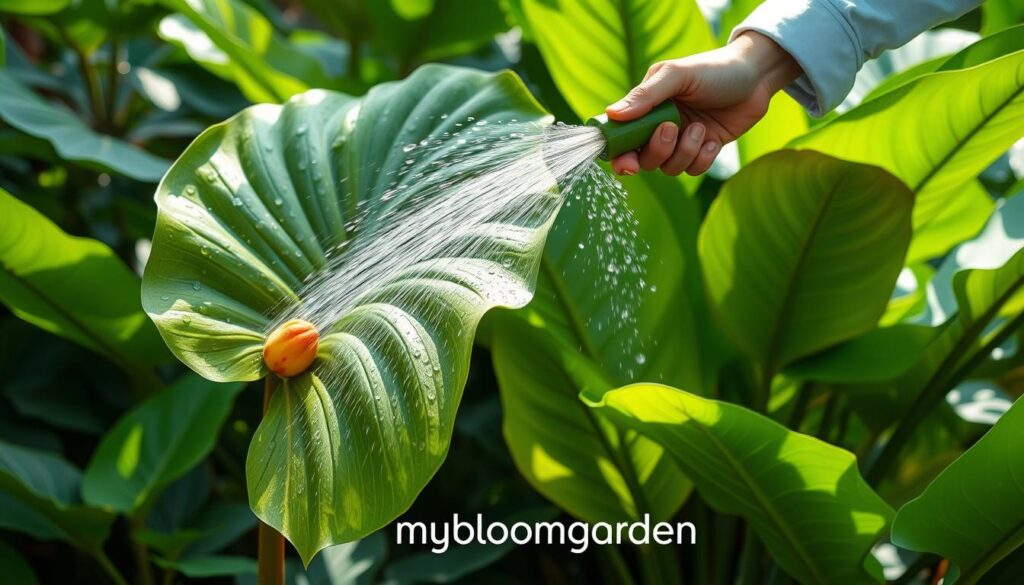 watering colocasia